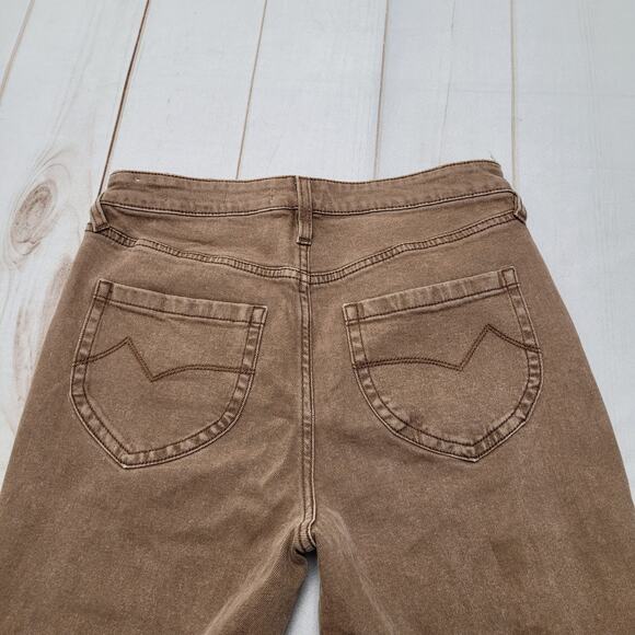 Cleo + Wolf high rise straight jeans brown ripped distressed western boho - Picture 8 of 8